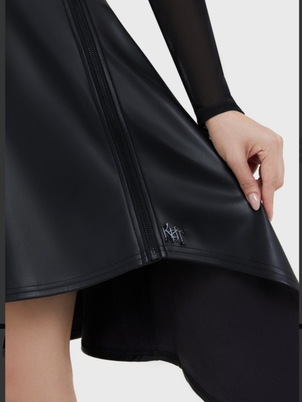 Killstar Black Asymmetrical Faux Leather Handkerchief Hem Skirt - Picture 5 of 7